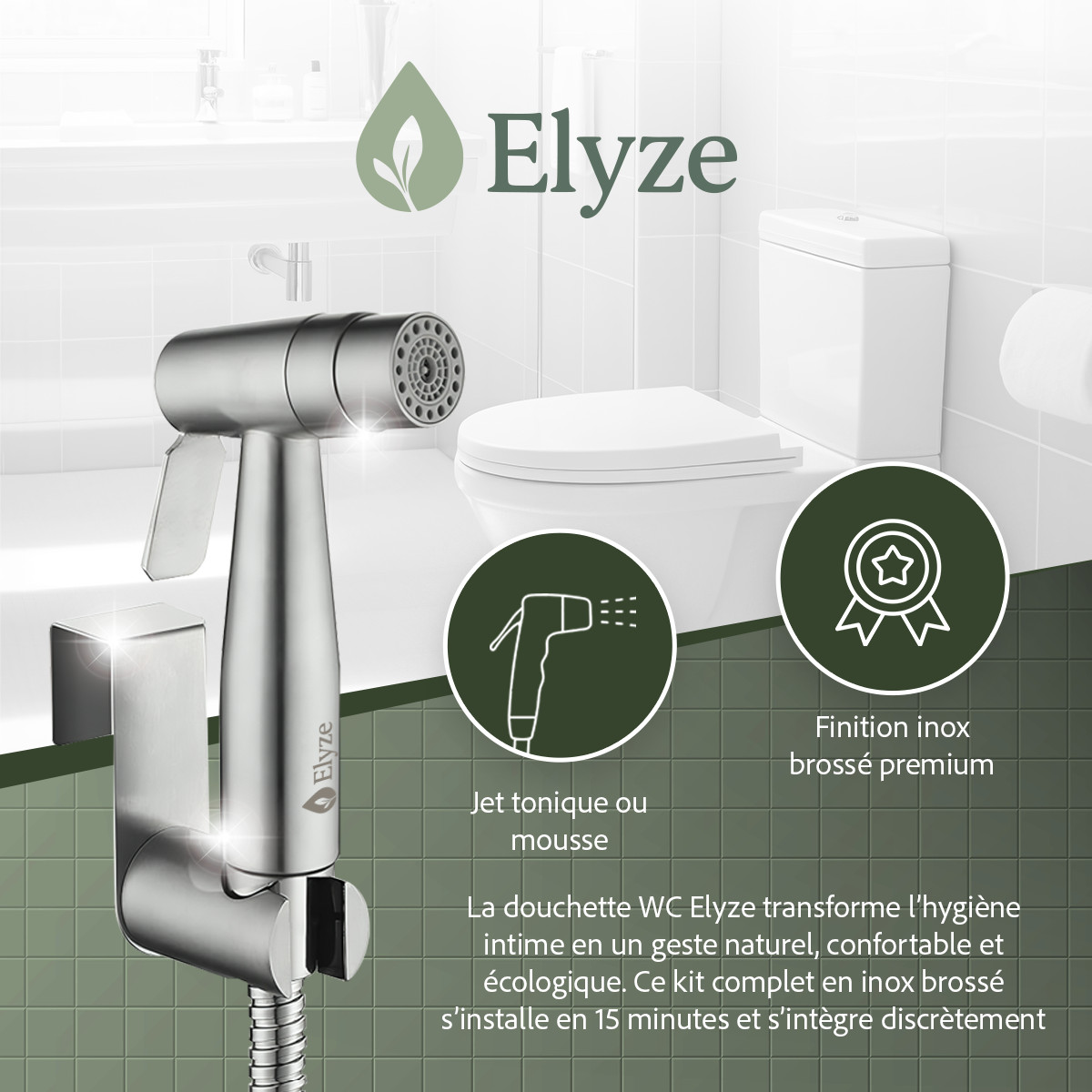 Elyze - douchette WC haut de gamme – kit complet – installation française – garantie 3 ans - Image 2